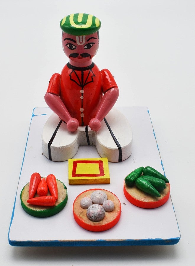 justhandmade Wooden Men Vegetable | Fish Vendor | Golu Bommai | Home Decor Showpiece | Gift (JHMVEN214) - Image 1